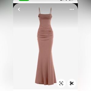 Spaghetti strap ruched cowl front Boning draped mermaid dress size Medium  NWT